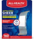 All Health Antibactérien Sheer Adhesive Bandages, 3/4 in x 3 in, 160 ct.