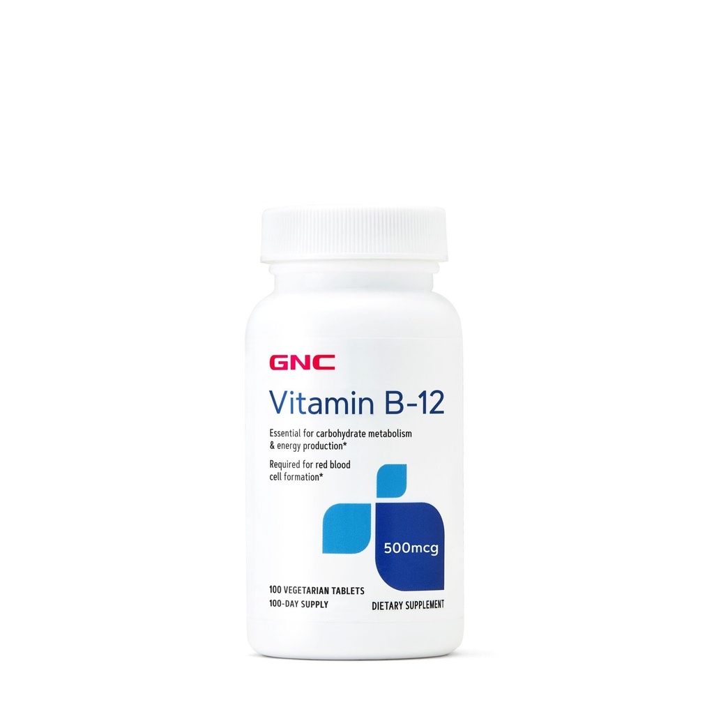 GNC Vitamine B-12 500mcg, supporte la production d'énergie, 100 comprimés