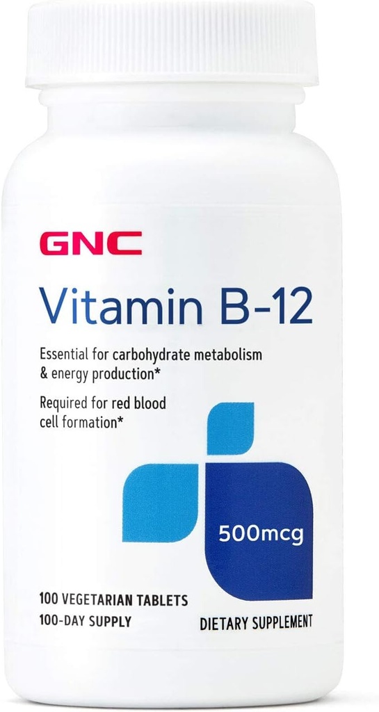 GNC Vitamine B-12 500mcg, supporte la production d'énergie, 100 comprimés