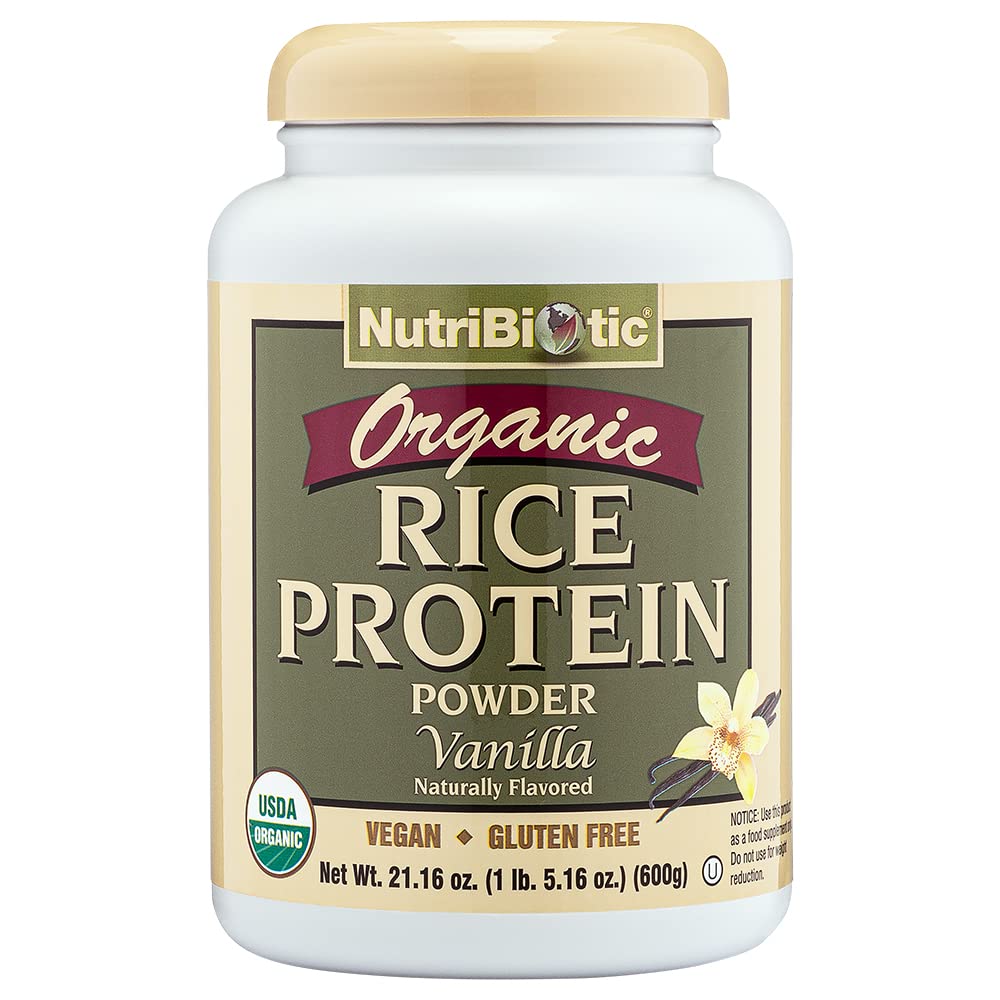 Vanille de protéines de riz biologique certifiée NutriBiotique, 1 Lb. 5 Oz.