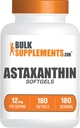 BulkSupplements.com Astaxanthin 12mg Softgels - Suppléments d'astaxanthin, source antioxydante - sans gluten, 1 Softgel par portion, 180 Nombre (paquet de 1)