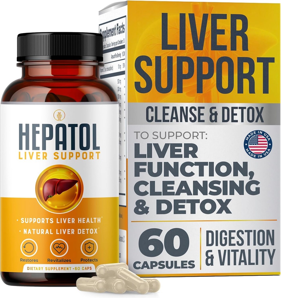 Détox de nettoyage du foie - supplément de foie à base de plantes avec curcuma; L-Cysteine Detox soutenir la santé du foie; Digestion saine - Suppléments de nettoyage du foie de soutien - 60 Ct (1)