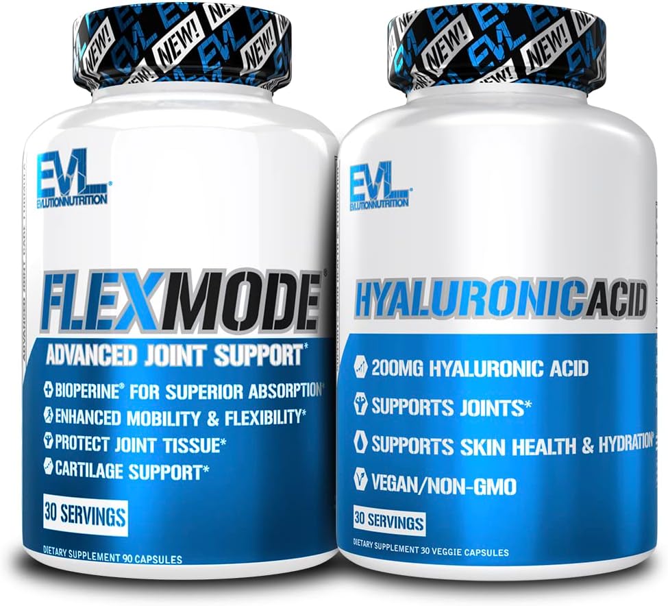 Bundle de complément de soutien interarmées avancé - Support complet avec acide hyaluronique et FlexMode avec vitamines conjointes Glucosamine Chondritine MSM et BioPerine pour l'absorption améliorée