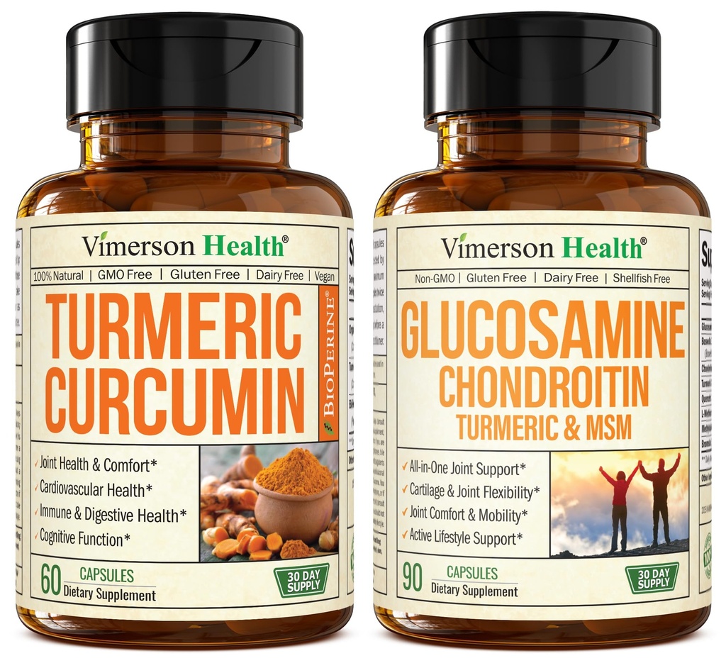 Curcumine curcumine avec extrait de poivre noir et glucosamine Chondroïtine MSM Joint Support Supplément