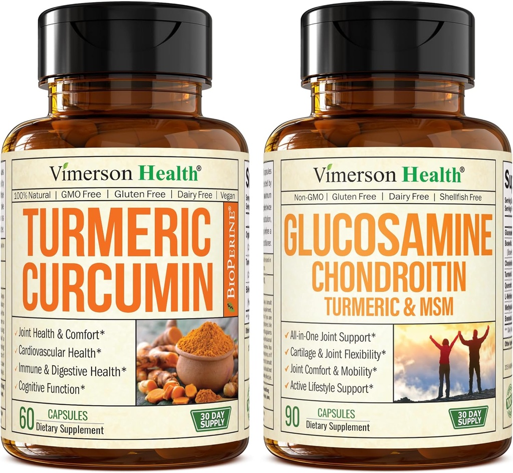 Curcumine curcumine avec extrait de poivre noir et glucosamine Chondroïtine MSM Joint Support Supplément