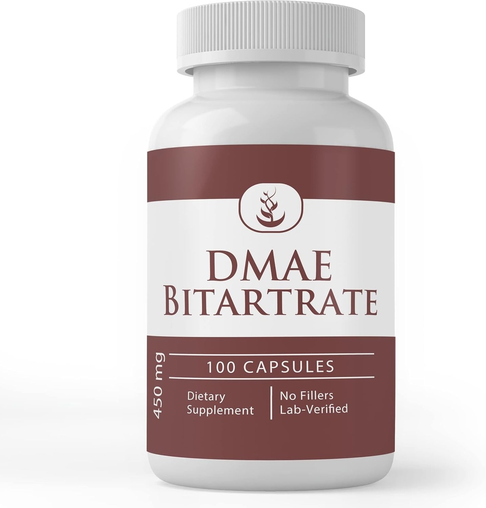 Ingrédients originaux purs Bitartrate de DMAE, (100 capsules) Toujours pur, sans additifs ou remplissages, laboratoire vérifié
