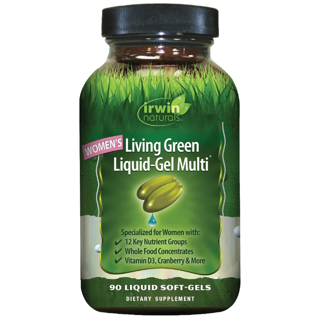 Irwin Naturals Vitamine multi-vitamines vertes à gaz liquide - 70 nutriments essentiels, vitamines, mélange de produits alimentaires entiers - Soutien ciblé - 120 softgels liquides