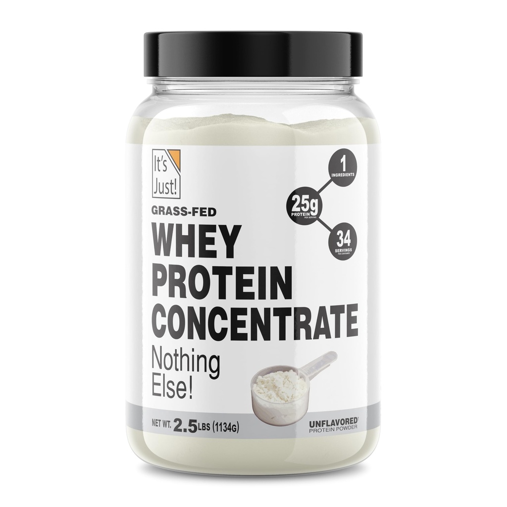 C'est juste ! - Concentré 100 % de protéines de lactosérum, graminées, fabriquées en Australie, sans hormone RBST/rBGH, WPC-80 Premium, Pas d'arôme ajouté (Grass-Fed Unflavored, 2,5 livres)