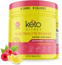 Poudre d'électrolytes de Keto Vitals - Sans sucre Poudre d'électrolytes de Keto avec du potassium, du magnésium, du sodium et du calcium - Sans sucre Mélange de boisson d'électrolyte et poudre d'hydratation, 60 portions, Lémonade de framboise