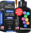 Collagène liquide pour les femmes et les hommes avec ashwagandha calmant - 100 000mcg Bovine Collagène boisson, 100mg Ashwagandha liquide pour la peau radiante, cheveux, ongles, et immunitaire support - 2oz Berry Flavo gouttes