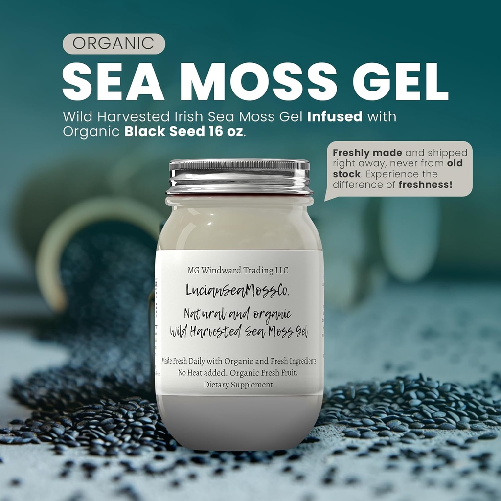 Ashwagandha Mango Sea Moss Gel Bio Fresh Fruits infusés Wild Harvested Irish Sea Moss Gel.
