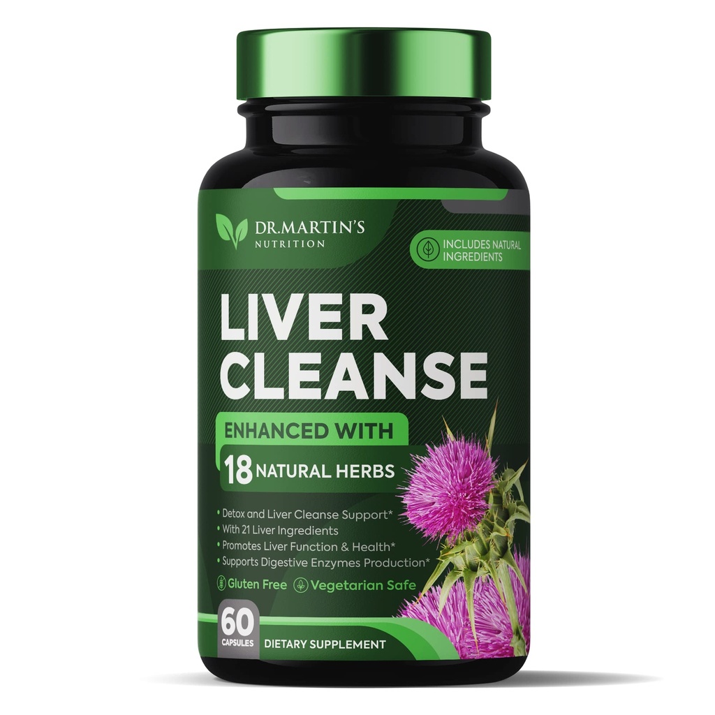 Nettoyer le foie Detox & Repar Formula Supplement pour améliorer la santé du foie et du gluteau Obtenir de l'énergie Antioxydant avec 21 ingrédients Thistle de lait, Silymarin, Artichaut, Dandelion, Beet, Chicory et plus