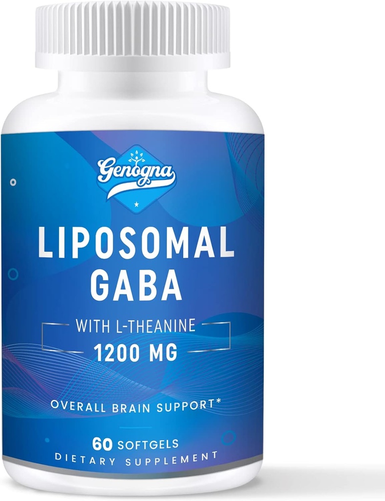 GABA avec supplément L-Theanine 1200mg - Suppléments Liposomiques à haute biodisponible, 60 Capsules pour Adultes