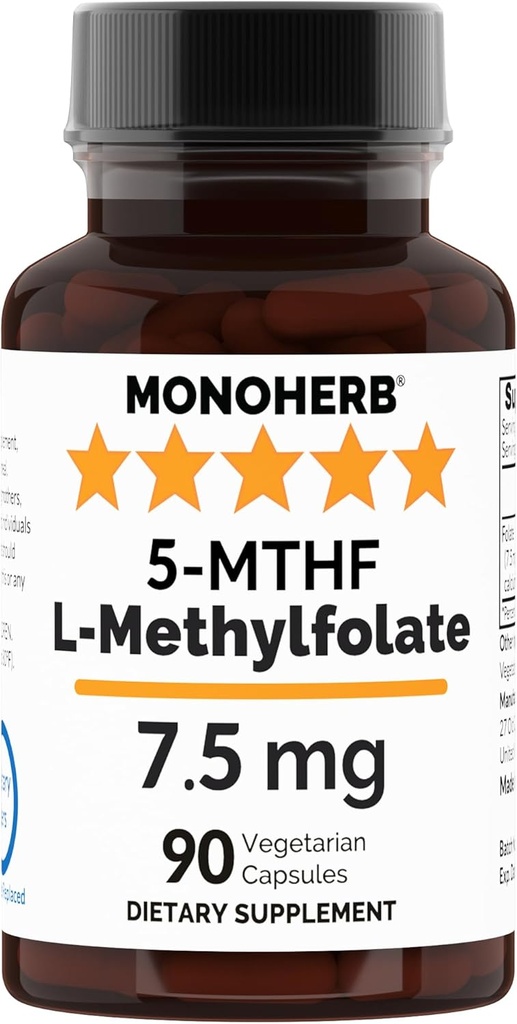MONOHERB L-méthylfolate 7,5 mg - 90 capsules végétariennes - supplément de méthylfolate