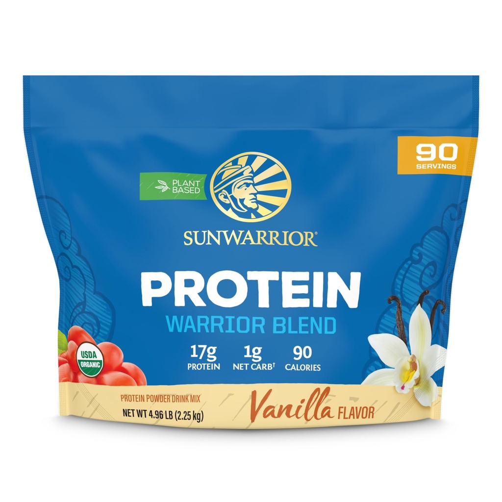 Poudre de protéines organiques à base de plantes , Poudre de protéines organiques végétaliennes Vanille aromatisée avec des acides aminés et des graines de chanvre BCAA Mélange de pois non-OGM