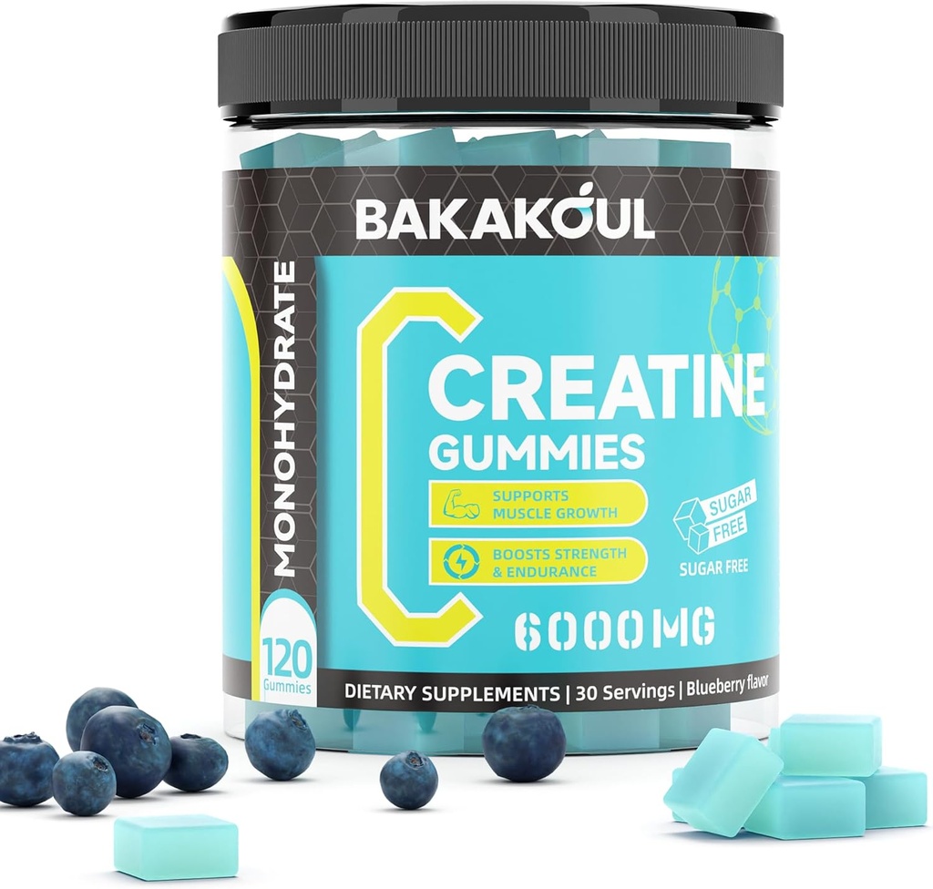 Creatine Monohydrate Gummies for Men & Women - 120 Sugar Free Gummies with Magnesium Glycinate, L-Threonate, L-Taurine + Vitamin B12 for Muscle Support, Energy Boost, 1 Pack