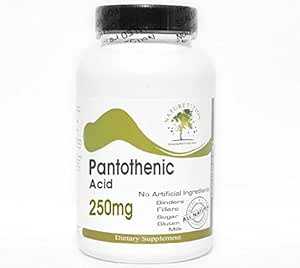Acide pantothénique 250mg ~ 200 Capsules - Pas d'additifs ~ Suppléments à la nature