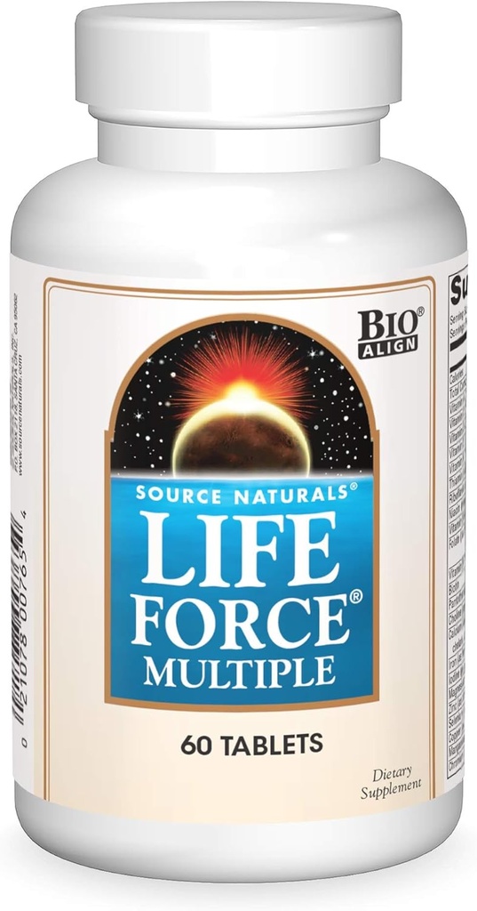 Source Naturals Force de vie Multivitamines quotidiennes à haute puissance Vitamines essentielles, minéraux, antioxydants et nutriments - Énergie et amélioration immunitaire - 60 comprimés