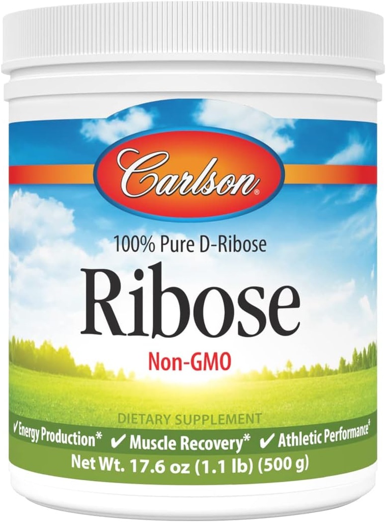 Carlson - Ribose, 100% D-Ribose pur, non-OGM, production d'énergie, récupération musculaire et performance athlétique, 17,6 oz (500 g)