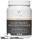 Vanille en poudre de protéines végétales L, végétalien, biologique, sans lait, sans sucre, sans gluten, kéto, faible teneur en glucides, ingrédients propres, faible teneur en fodmap, pour les hommes et les femmes, 25g, 27 portions, 33oz