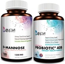 D Capsules de mannose et probiotiques pour les femmes Bundle I Urinary Tract + Vaginal Health Support I UTI et lutte contre l'infection des levures I Vegan, sans gluten I Made in USA