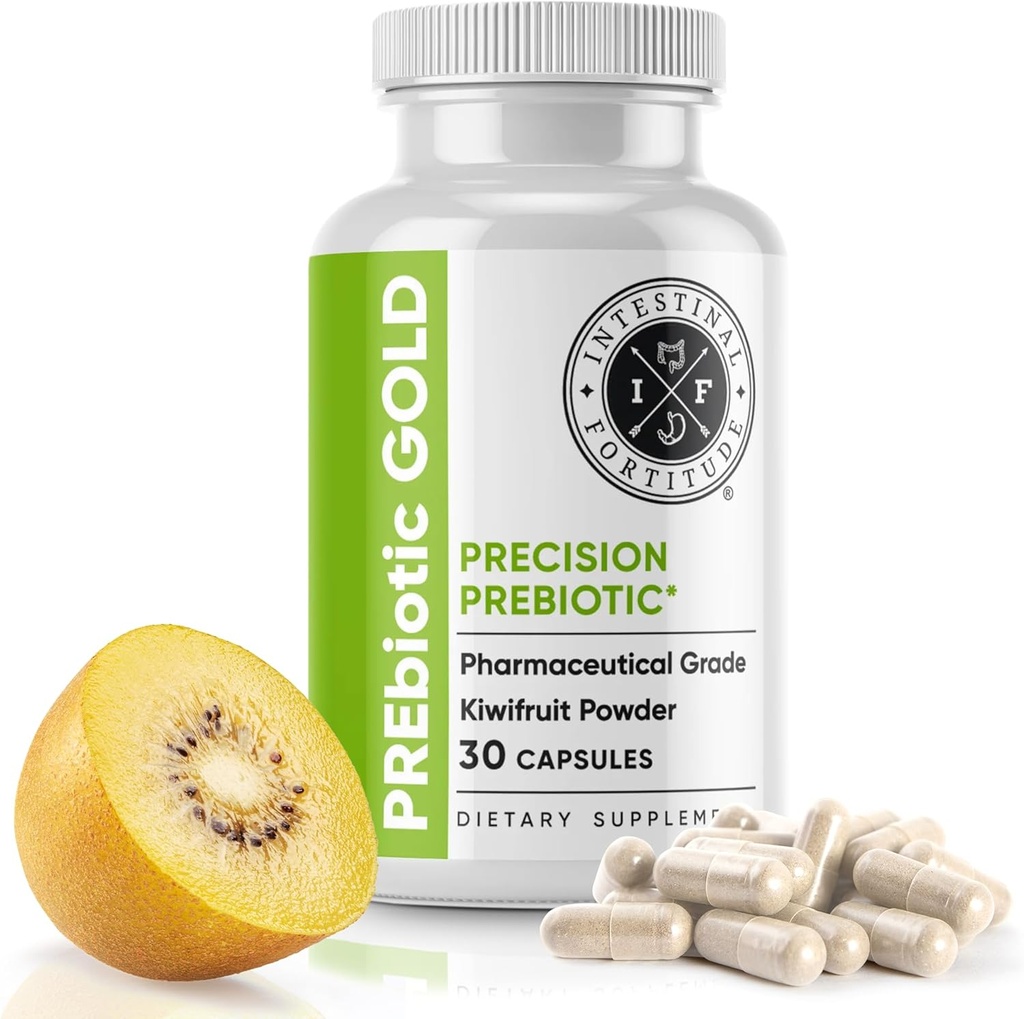 Fortitude intestinale PREbiotique Gold: Fibre de Kiwifruit, Butyrate et Supplément de restauration prébiotique pour soutenir le soutien Gut, Immune et digestif, anti-dérapant et fuite Gut réparation, Capsules sans lait