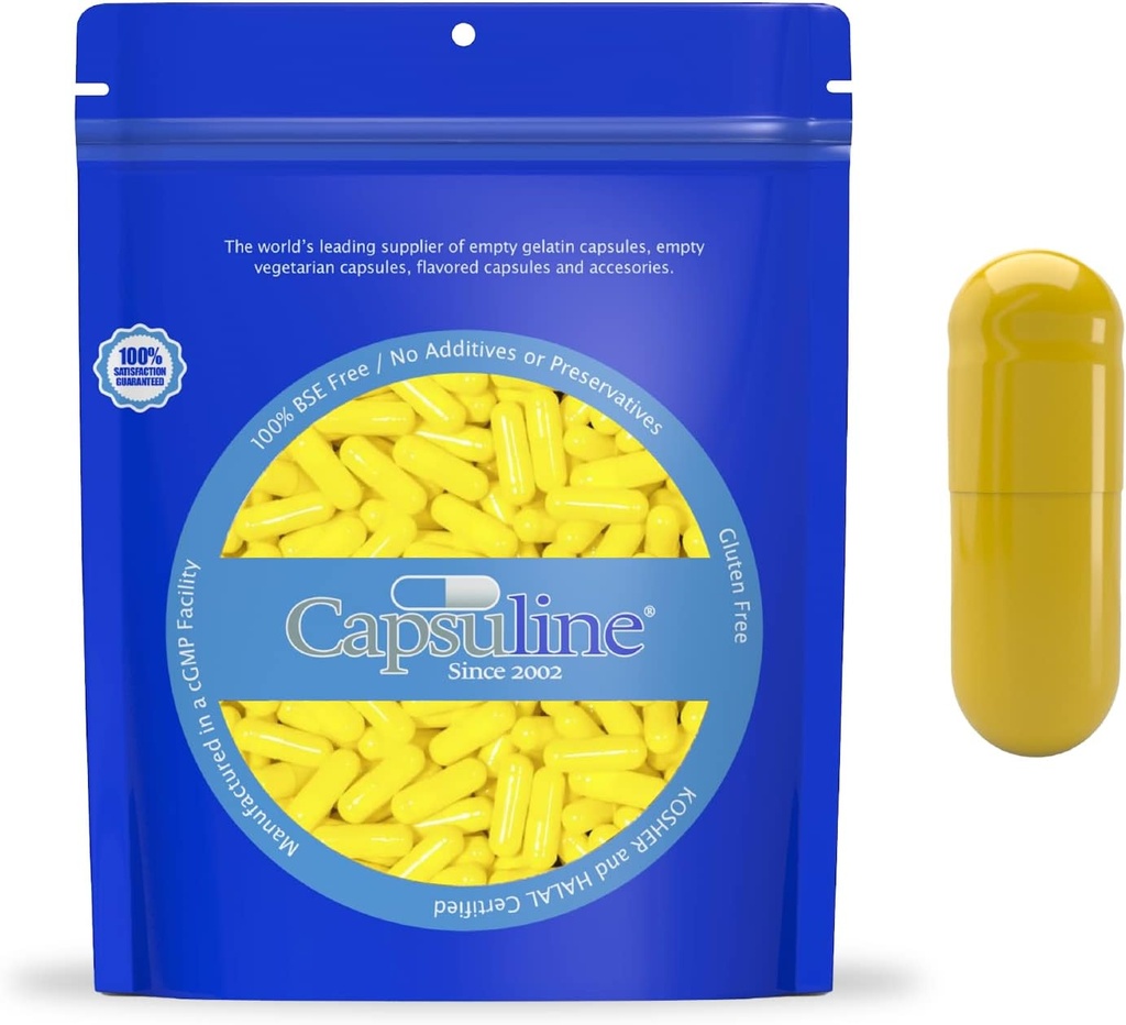 Coloré Taille 0 Capsules de gélatine vides par Capsuline - Jaune/jaune 10000 Compter