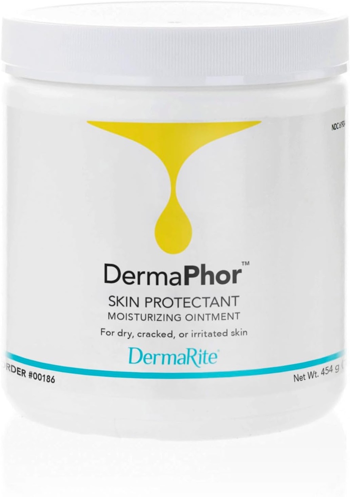 DermaRite DermaPhor Protection de la peau, onguent hydratant - Soignes et boucliers Peau sèche, craquée ou irrité, sans parfum - 16 oz. Jar, 1 comte