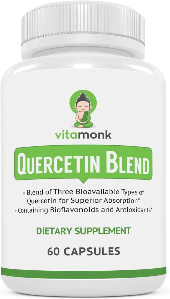 VitaMonk Quercetin Complex - 3 Bioactive Forms of Quercetin - Isoquercetin, Quercetin Dihydrate and Quercetin Phytosome - for Superior Absorption - Quercetin 500mg Capsules - Quercetin with Bromelain