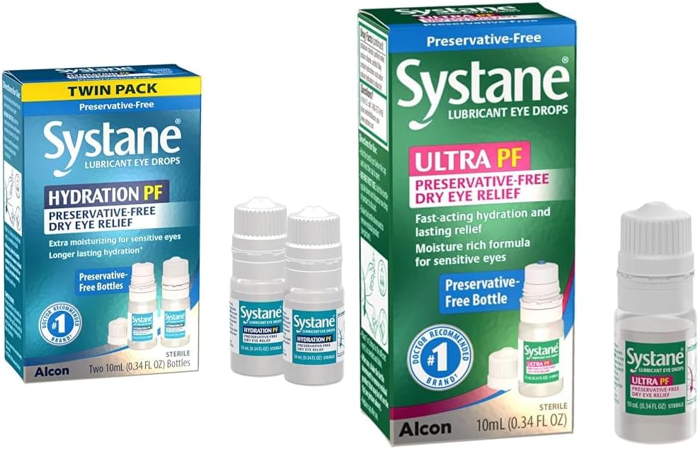 Hydratation Systane Multi-Dose et Ultra PF gouttes oculaires sans réserve Twin Pack (2x10ml) et 10ml Bundle