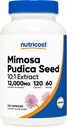 Nutricost Mimosa Pudica Seed 10:1 Extrait (120 capsules, 60 portions) (12 000MG par portion) - Produit sans OGM, sans animaux
