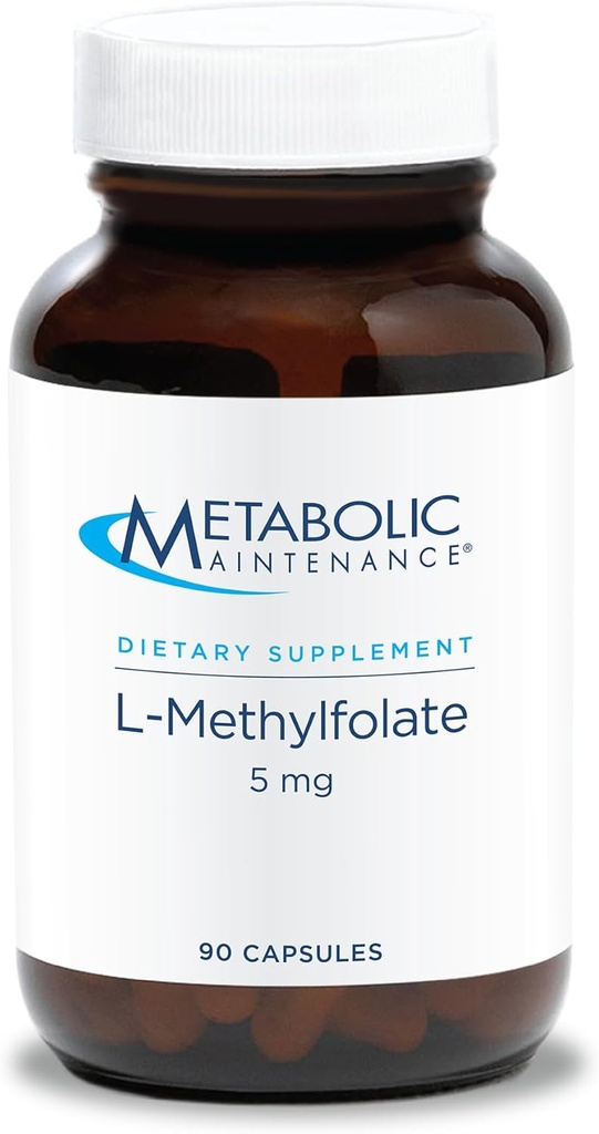 Entretien métabolique L-méthylfolate 5 mg - L-méthylfolate, supplément de méthylfolate pour les femmes et les hommes, vitamine Méthylée B9 (5-MTHF) pour la santé cérébrale, la concentration et le calme - 90 capsules (paquet de 1)