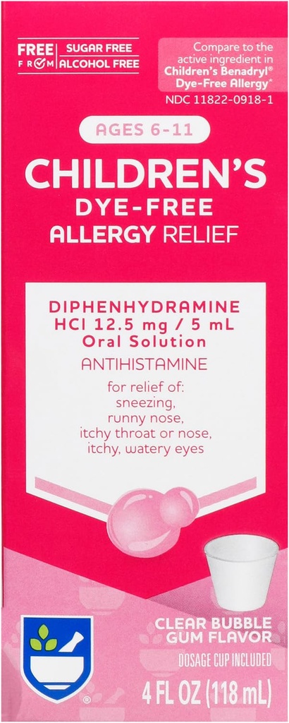 Anti-allergie pour enfants, Diphénhydramine HCI, Bubble Gum Flavor, 12,5 mg - 4 oz