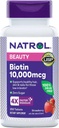 Natrol Biotin 10000 mcg, Saveur de fraise, Comprimés à dissolution rapide, Force supplémentaire, 250 Compte