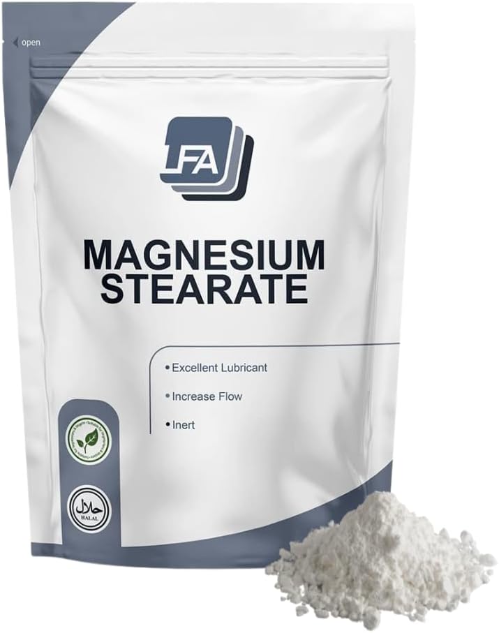Magnesium Stearate Powder - Dry Lubricant - 1kg (2.2 lb) Anti-Sticking & Flowing Agent for Tablet Press Machine Pill & Capsule Mix - Halal - Kosher - Vegan