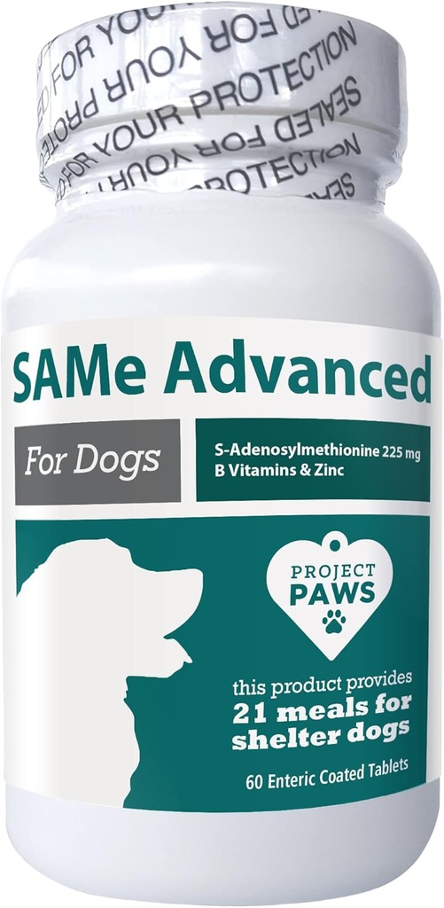 Project Paws Same for Dogs - Liver Support for Dogs with Vitamin B - Cognitive Dog Supplement - S Adenosyl Methionine for Dogs - 60 ct.