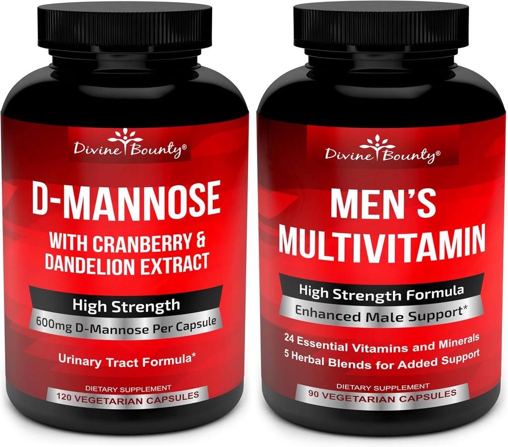 Divine Bounty D-Mannose Capsules & Mens Multivitamin Bundle