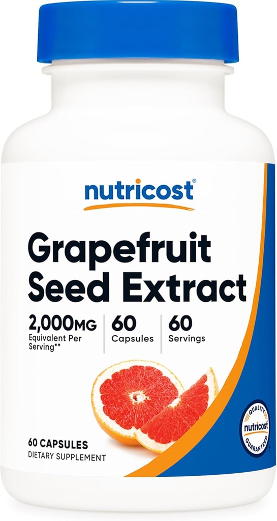 Nutricost Graines de pamplemousse Extrait 2000mg, 60 Capsules végétariennes - Sans gluten, non-OGM