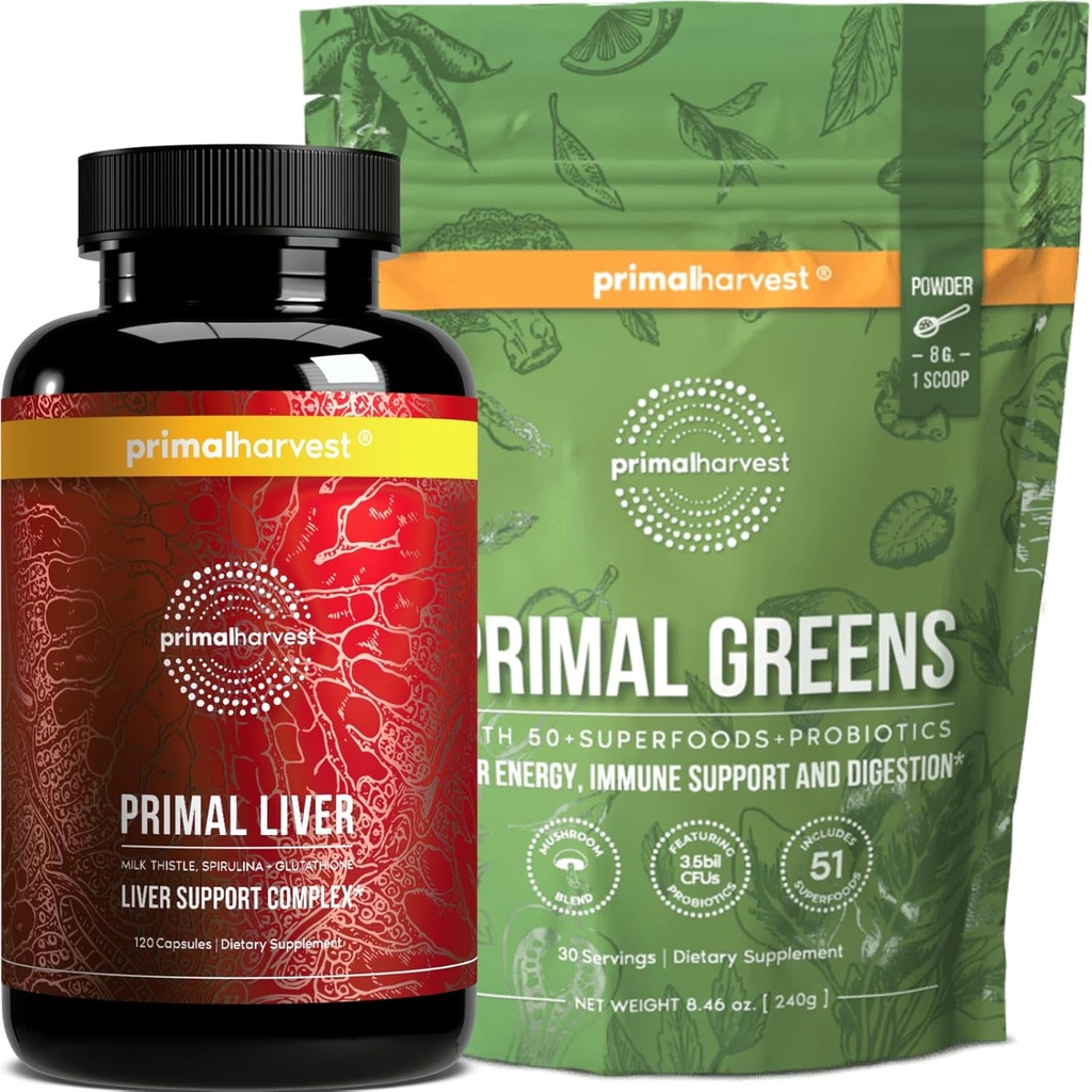 Primal Harvest Liver & Greens Powder Suppléments pour les femmes et les hommes, Bundle