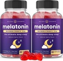 NutraChamps (Pack de 2 Gommies Mélatonines pour Adultes, Vitamines d'aide au sommeil extra-fort, 5mg ou 10mg Dose, supplément naturel aux fraises végétaliennes pour mieux dormir, 120 Gommies