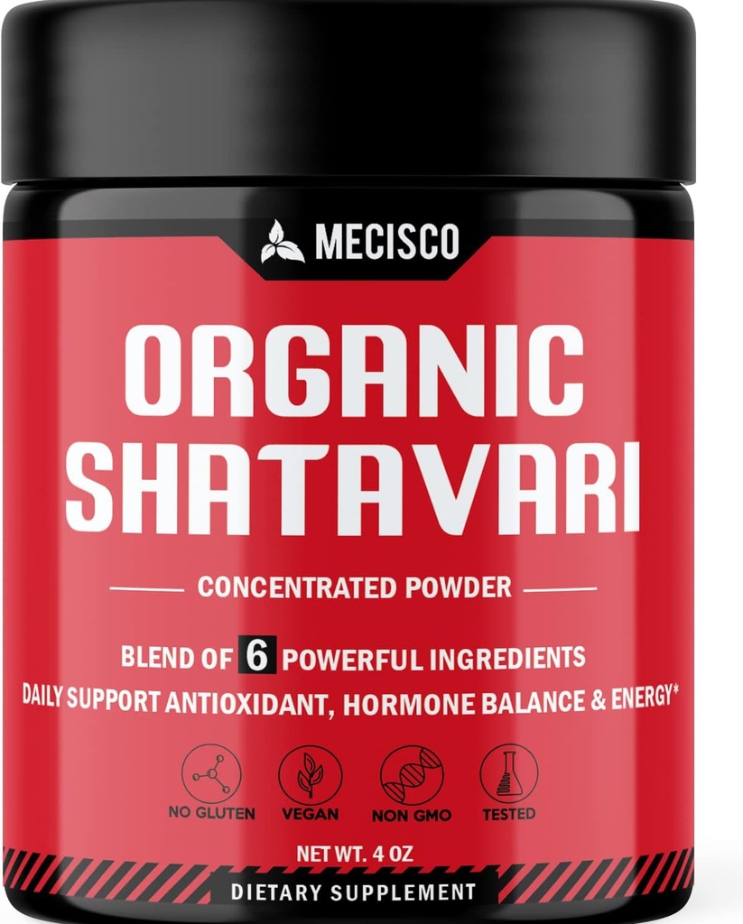 6in1 Shatavari poudre biologique - mélangé avec la racine Shatavari, Bacopa Monnieri, Ashwagandha racine, Vitex Berry, Fenugreek et poivre noir - soutient le rajeunissement, favorise l'énergie et la vitalité - 4 Oz
