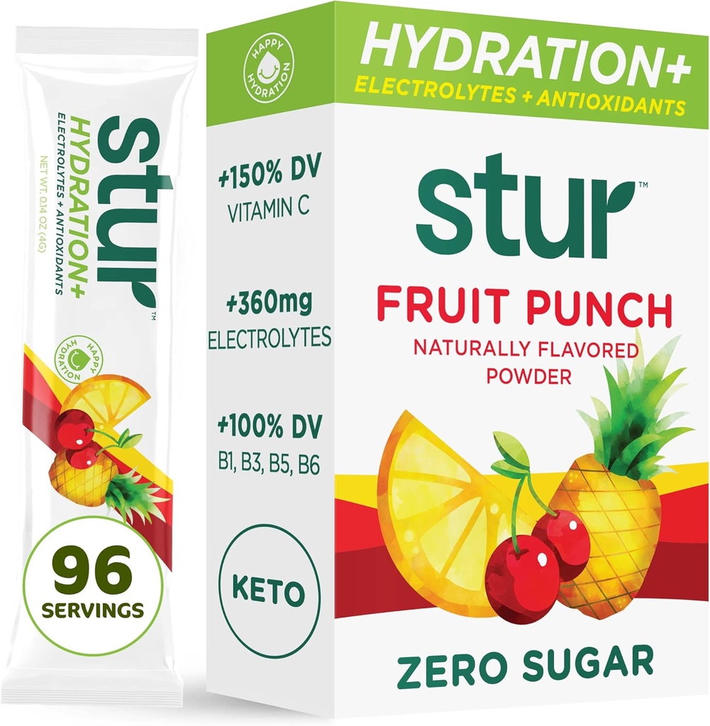 Stur Electrolytes Packs d'hydratation en poudre de fruits Punch de sucre sans saveur d'eau pour la récupération de l'entraînement.