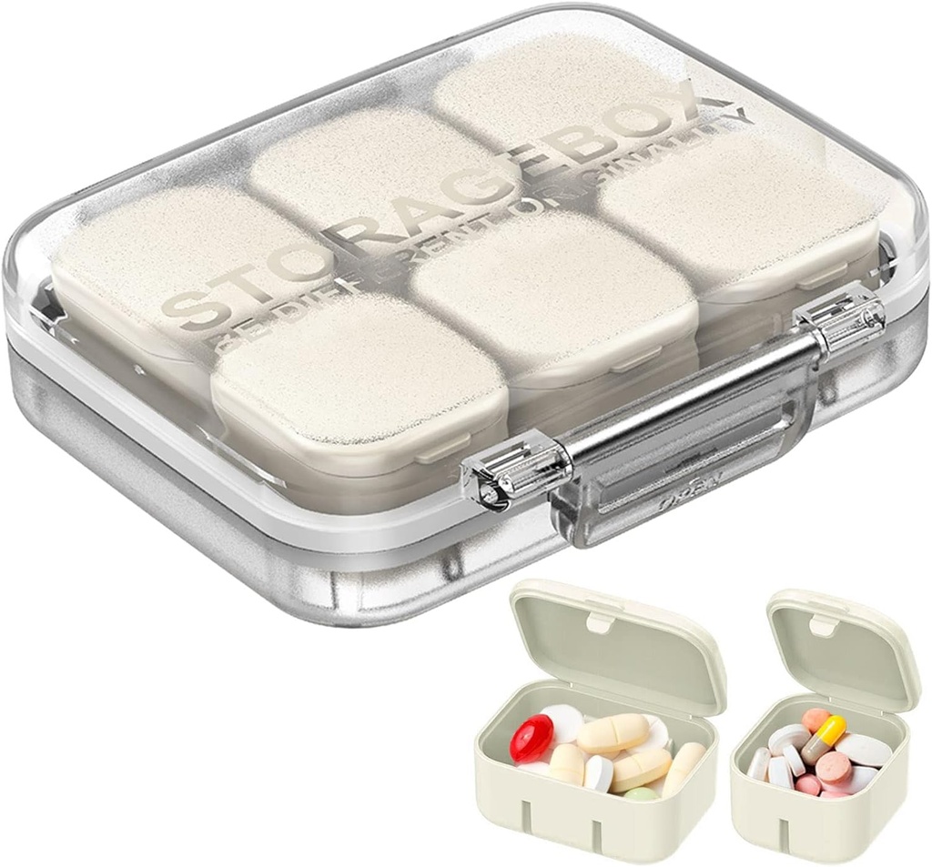 Pill Organizer SOFISO 4/6 Grid Free Assembly Travel Medicine Organizer 10 Day Pill Organizer Portable Pill Box Waterproof Pill Case Daily Medication Carry Case for Vitamins, Fish Oils, Supplements