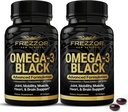 FREZZOR Omega 3 Noir pour le soin des articulations et le confort - Nouvelle-Zélande Capsules d'huile de moules à lisière verte; 53x plus haute puissance avec UAF1000+ Super antioxydant, sans arrière-goût de poisson, 60 Compte (paquet de 2)