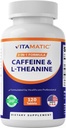 Vitamatic L-Theanine 200mg avec la caféine 100mg – 120 comprimés végétariens Supplément Nootropic pour l'énergie concentrée et la clarté mentale