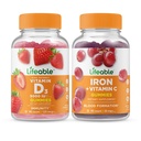 Vitamine vivante D 5000 UI + Fer à base de vitamine C, Gommies - Grande dégustation, Supplément vitamine, Sans gluten, Sans OGM, Gommy à croquer