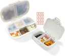 2 Pack Pill Organizer Box - Petit distributeur de pilules Home Travel Essentials Support de supplément Portable Vitamine Case 8 Compartiment & 3 Compartiment Container Daily Medicine