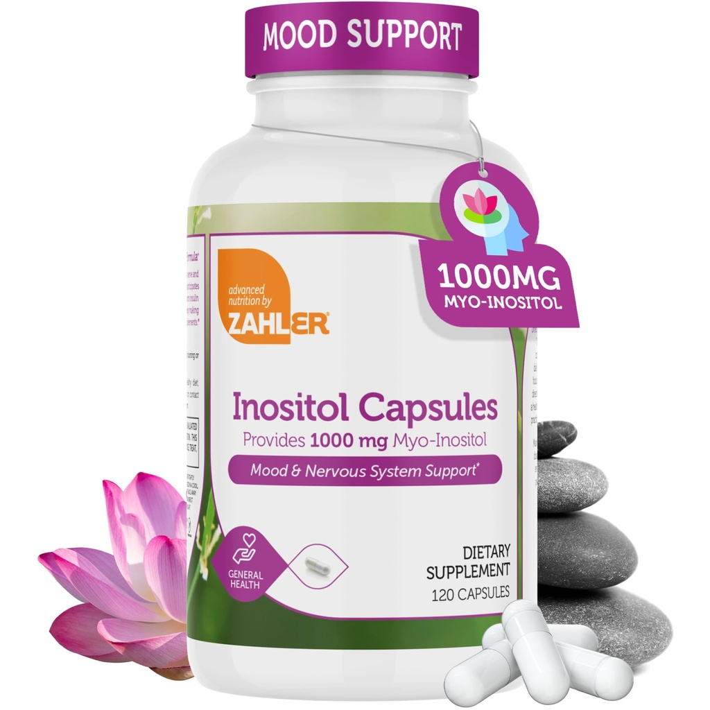 Zahler Inositol Supplement Capsules 1000mg - Suppléments de soutien du système nerveux et de l'humeur pour les femmes - Hormone Balance & Healthy Ovarian Function - Casher, sans gluten, sans lait - 120 Compte
