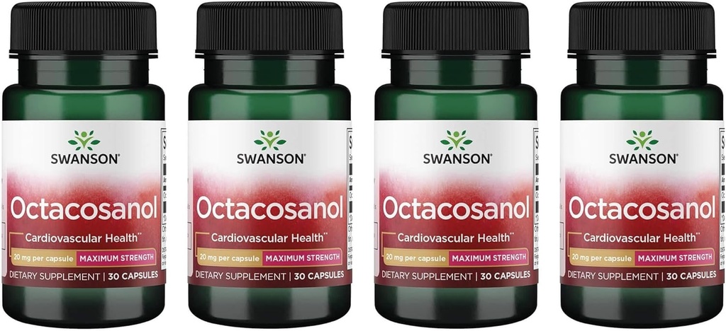 Swanson Résistance maximale Octacosanol 20 Milligrammes 30 Capsules (4 Pack)