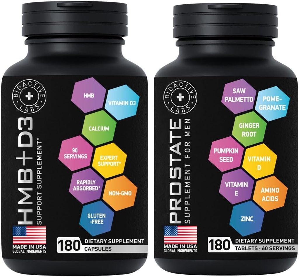 Advanced HMB Plus Vitamin D3 and Prostate Supplements for Men Bundle